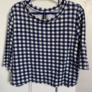 Half Sleeve Gingham Crop Top